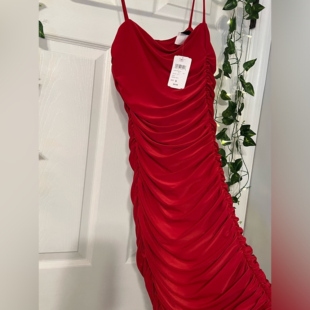 NWT Ruched Red Mini Dress